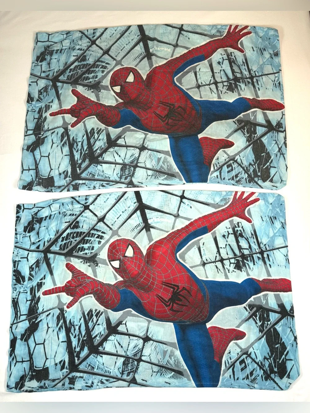 VINTAGE SPIDER-MAN 3 Boys Bedding Set Full Flat Sheet 2 Pillowcases Marvel 2007